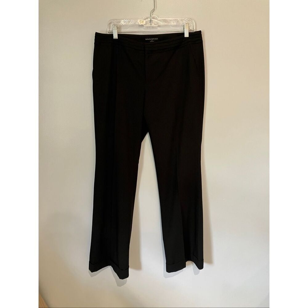 Banana Republic Ryan Fit Pin Striped Pants Wool Blend Black Sz 12 #768
